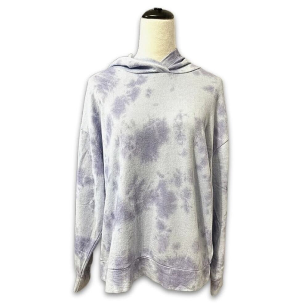Melrose And Market Hoodie Sweatshirt Tie Dye Long Sleeve Pullover Blue/Purple L
